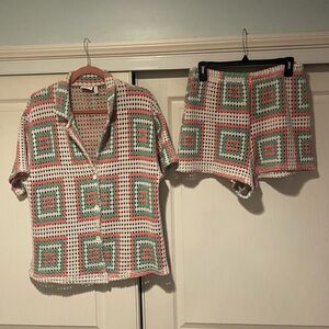 ASOS Multicolor Crochet Shorts and top